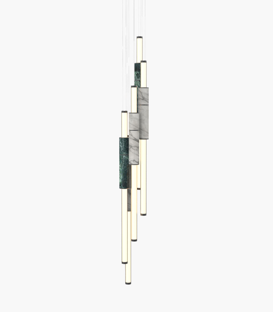 Light Pipe S 58—17 Marble Pendants with Black Anodised Finish
