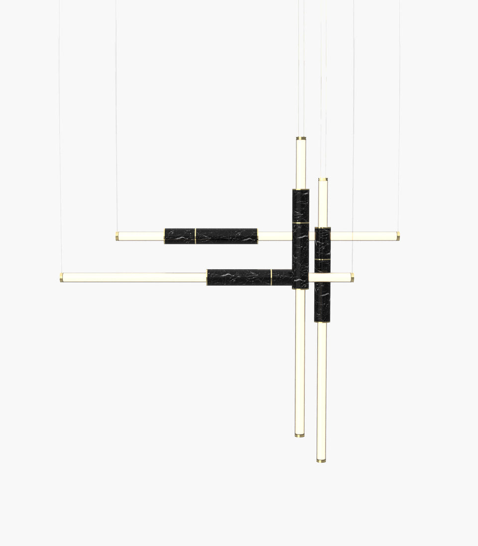 Light Pipe S 58—18 Black Marble Lights with Brass Details
