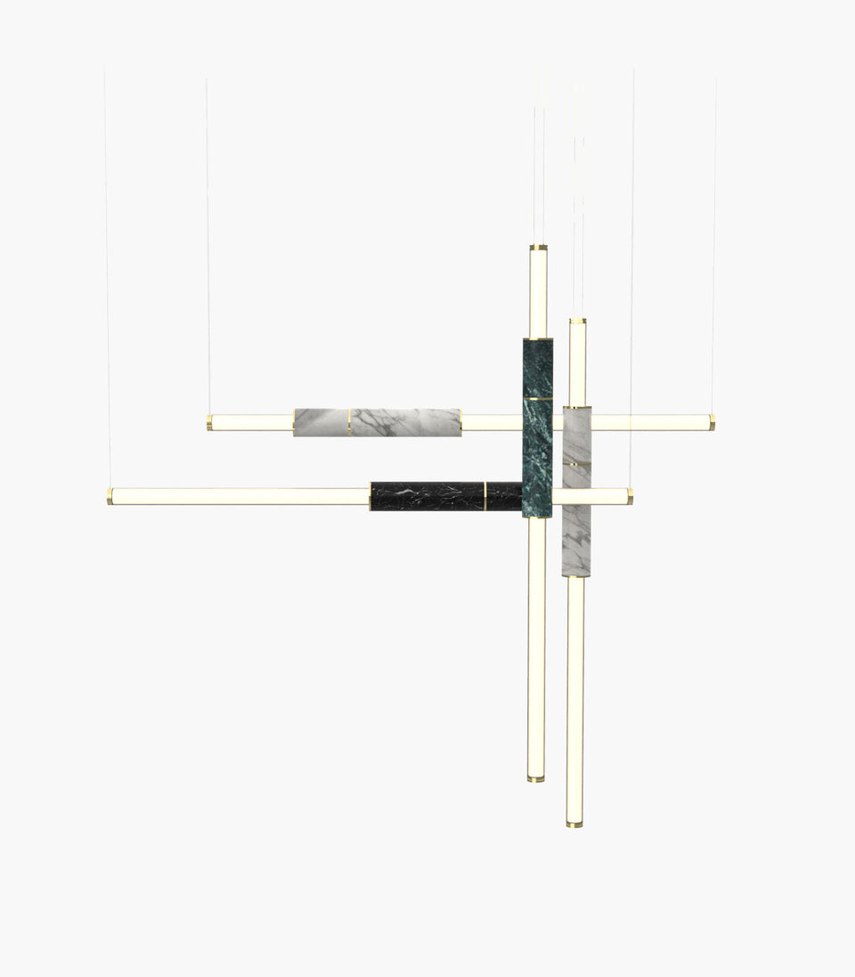 Light Pipe S 58—18 Marble Designer Pendants with Brass Details