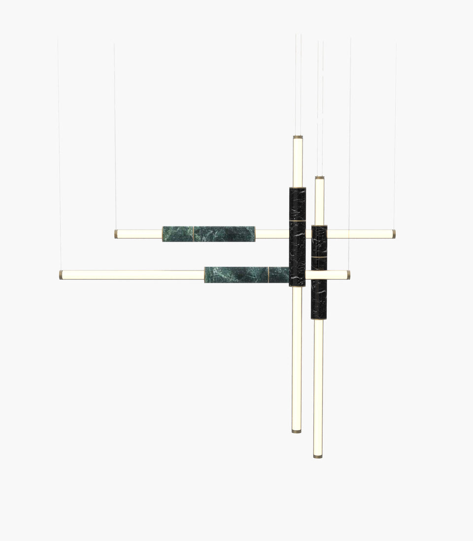 Light Pipe S 58—18 Marble Lights with Burnished Brass Details
