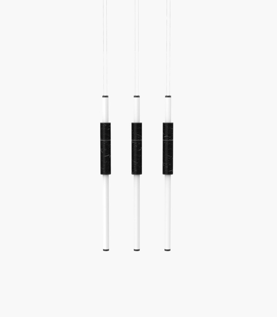 Light Pipe S 58—14 Black Marble Pendants with Black Anodised Details